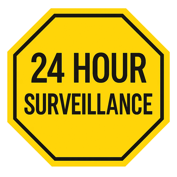24 Hour Surveillance Decal - Professional CCTV Warning Stickers Canada | Order Online | Niagara Stands Out