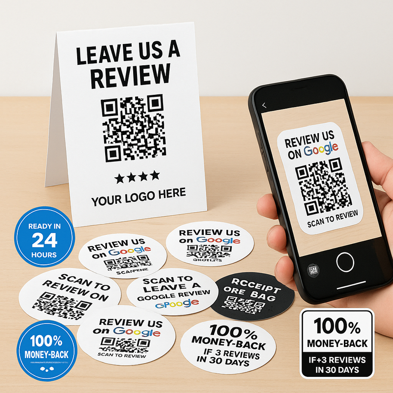 Google Review QR Code Stickers - Boost Customer Reviews Pack Niagara Stands Out