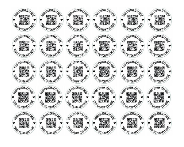 Custom Round QR Code Stickers Packs of 25, 50, or 100 Personalized Vinyl Decals