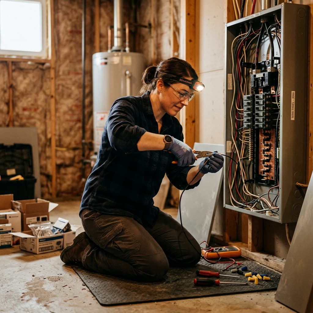 Electrical professional in Grimsby, Ontario — editorial portrait.