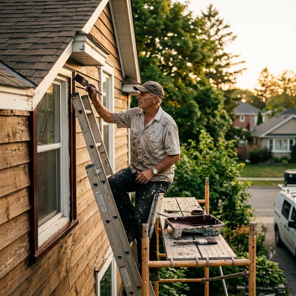 Painting professional in Grimsby, Ontario — editorial portrait.
