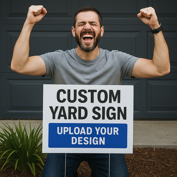 Custom Signage Displayed – Yard Sign, Vinyl Window Decal & Real Estate Panel Printed in Niagara