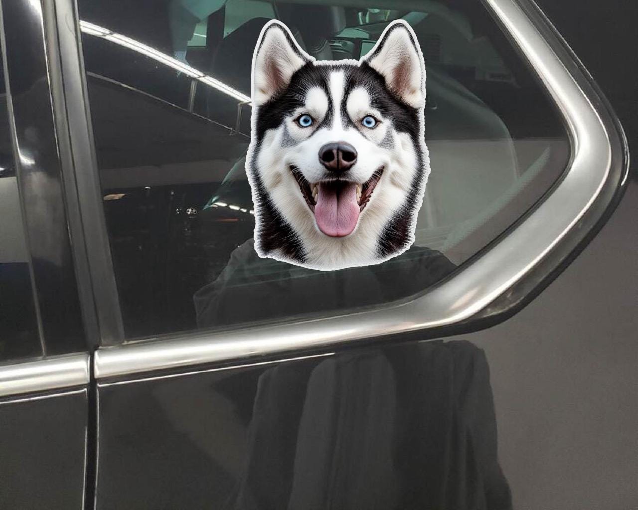 Image of Husky Reflective Vinyl Decal - Waterproof Dog Lover Sticker