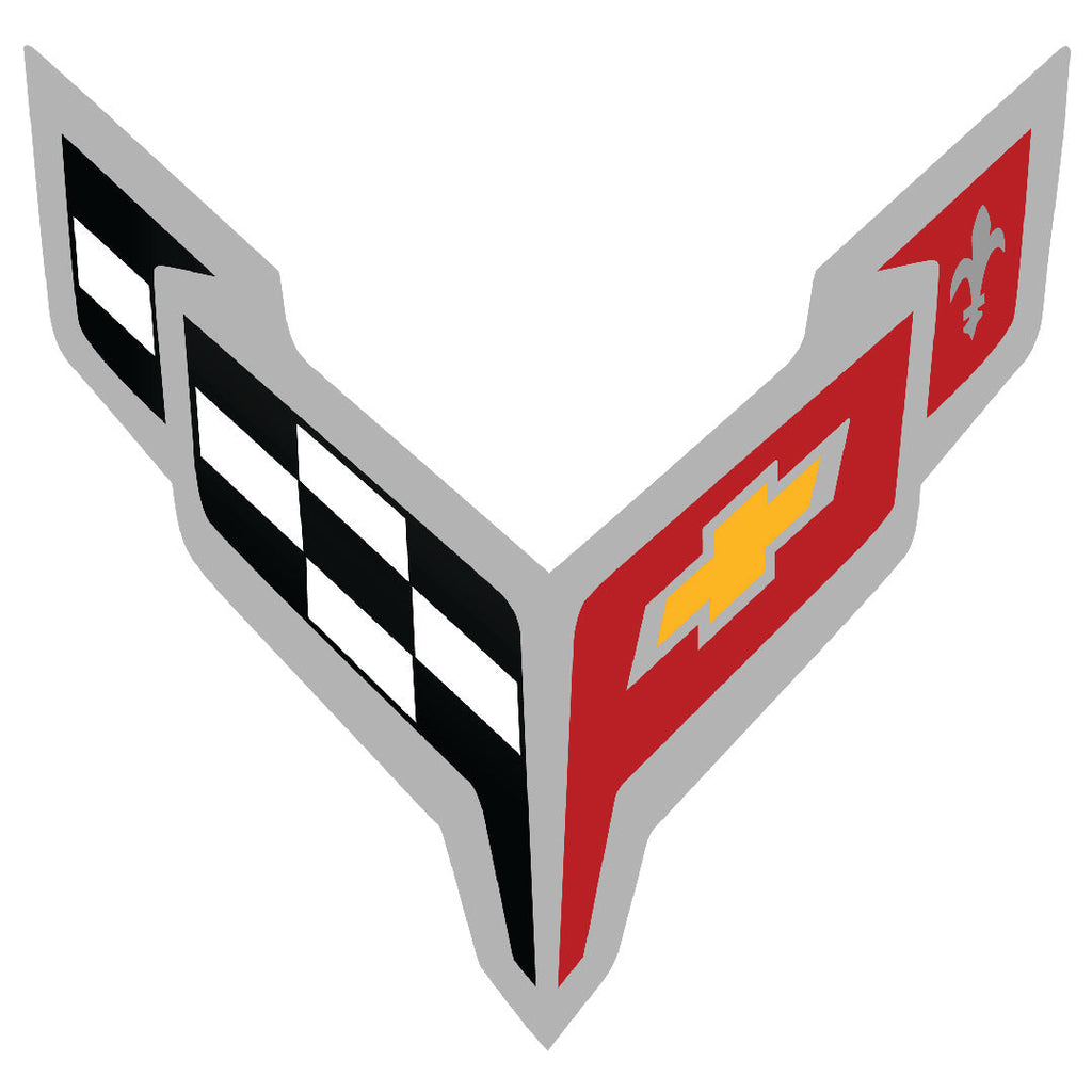 Corvette Crossed Flags Emblem — Classic Performance Vinyl Decal (Multiple Sizes) Niagara Stands Out