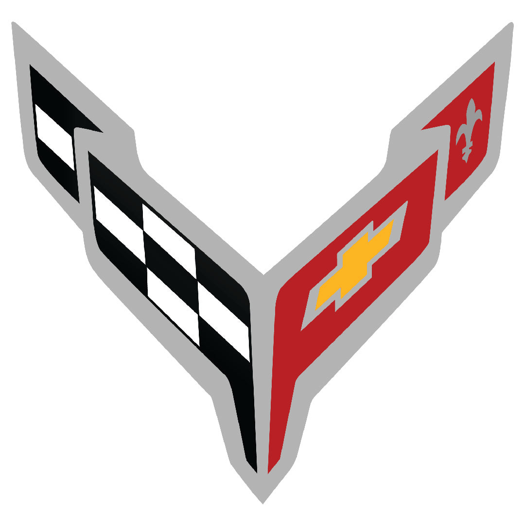 Corvette Crossed Flags Emblem — Classic Performance Vinyl Decal (Multiple Sizes) Niagara Stands Out