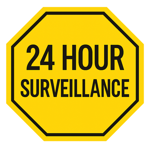 24 Hour Surveillance Decal - Professional CCTV Warning Stickers Canada - Niagara Stands Out
