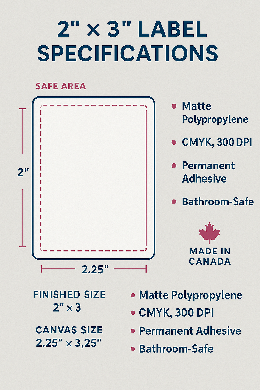 Custom 2x3 Labels Canada | Small Waterproof Product Stickers Matte PP Niagara Stands Out