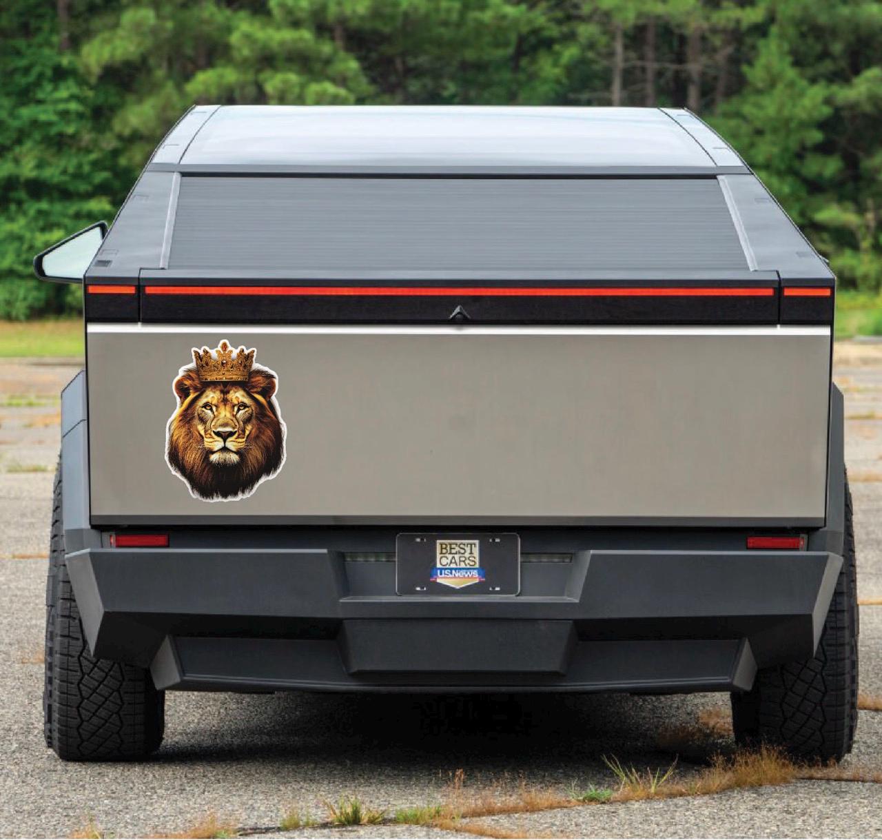 Image of Crowned Lion Reflective Vinyl Decal - Waterproof Car Sticker