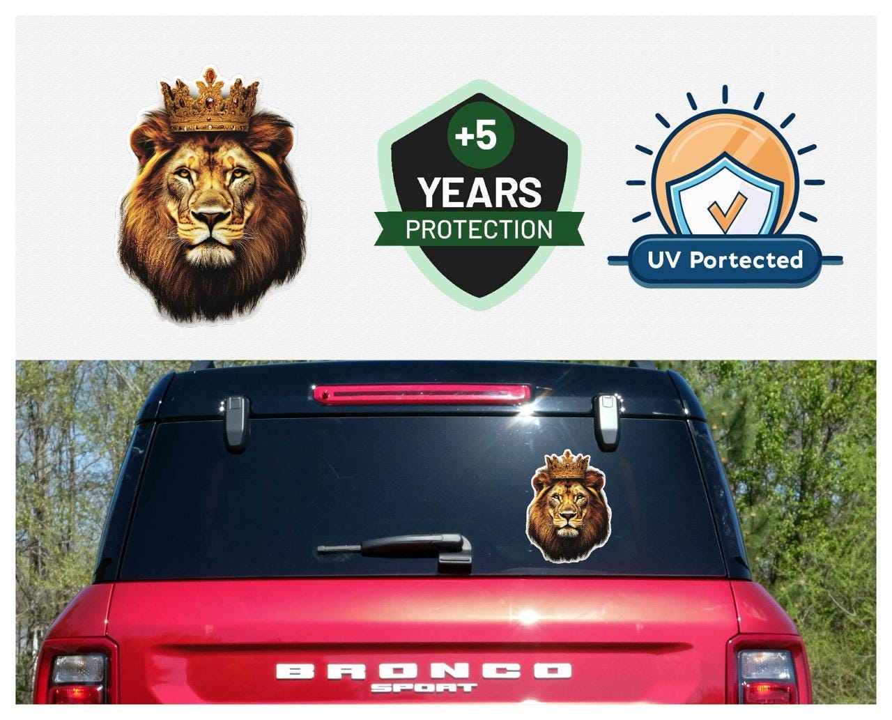 Image of Crowned Lion Reflective Vinyl Decal - Waterproof Car Sticker