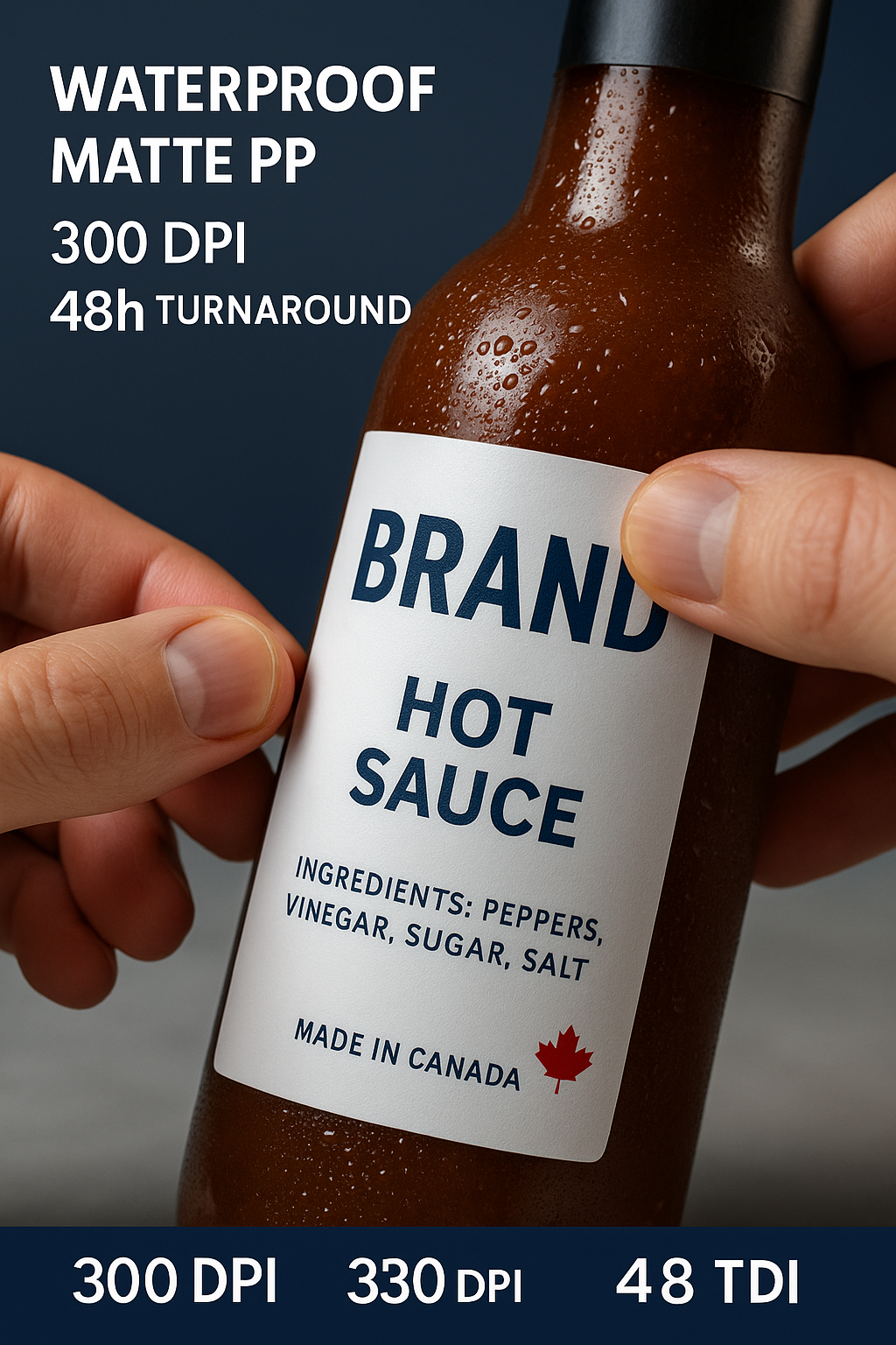 Custom 3x4 Labels Canada | Waterproof Color Product Stickers Matte PP Niagara Stands Out