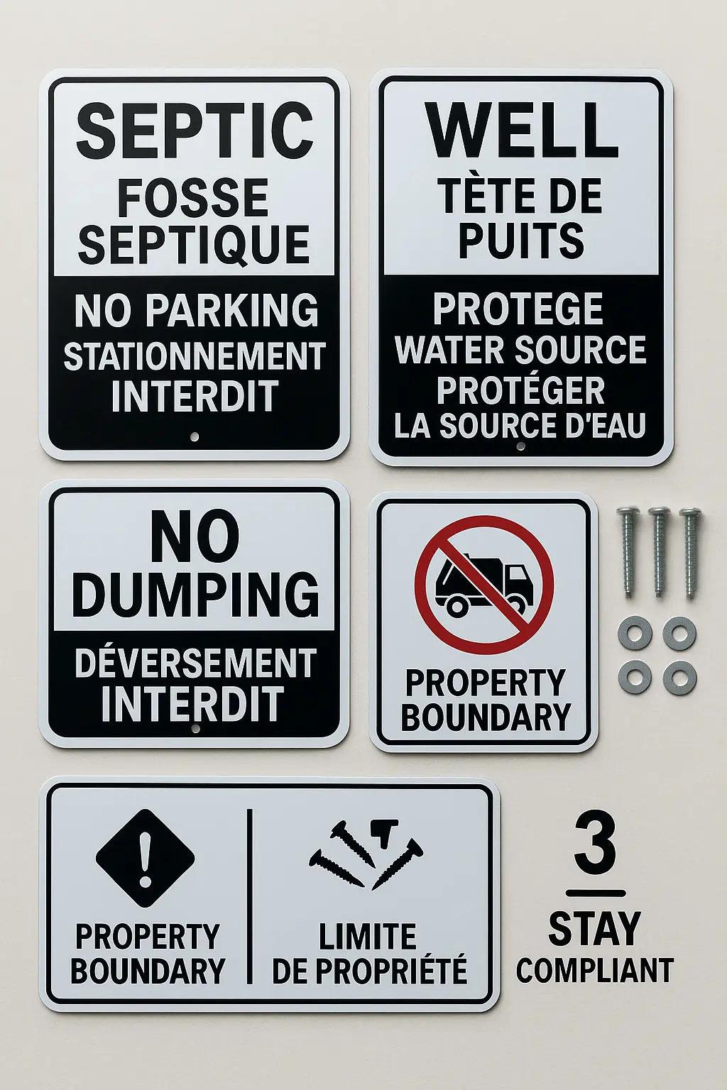 Cottage Septic & Well Safety Signs | Bilingual & Weatherproof | Made in Canada Niagara Stands Out