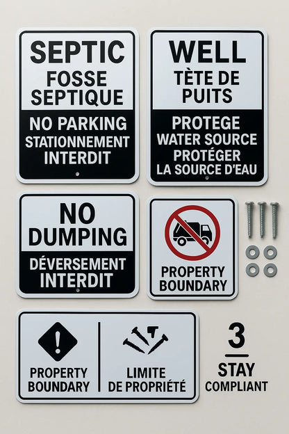 Cottage Septic & Well Safety Signs | Bilingual & Weatherproof | Made in Canada Niagara Stands Out