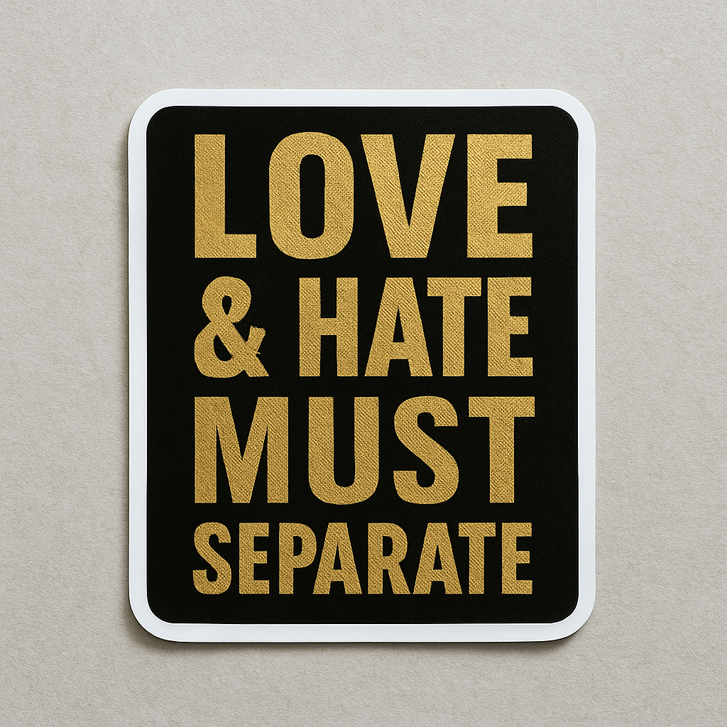 bold message in gold vinyl sticker