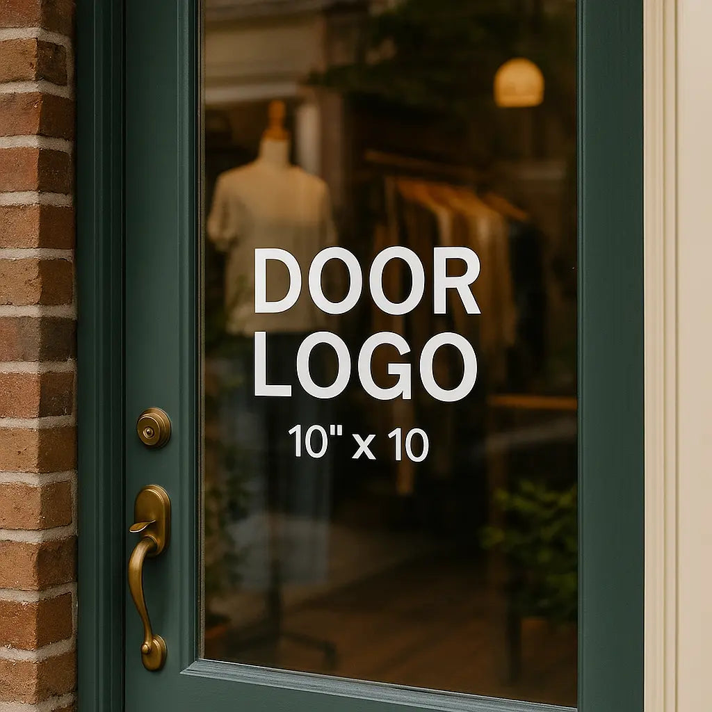 Custom Door & Window Decals – Up to 20″ Wide (White or Clear Vinyl) Niagara Stands Out