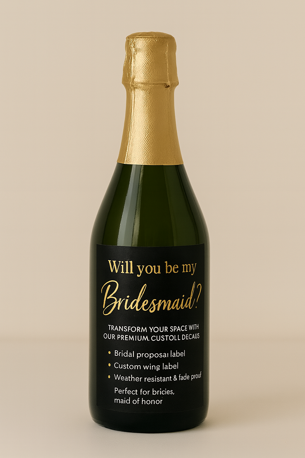 Custom Bridesmaid Proposal Wine Labels - Metallic Caricature Niagara Stands Out