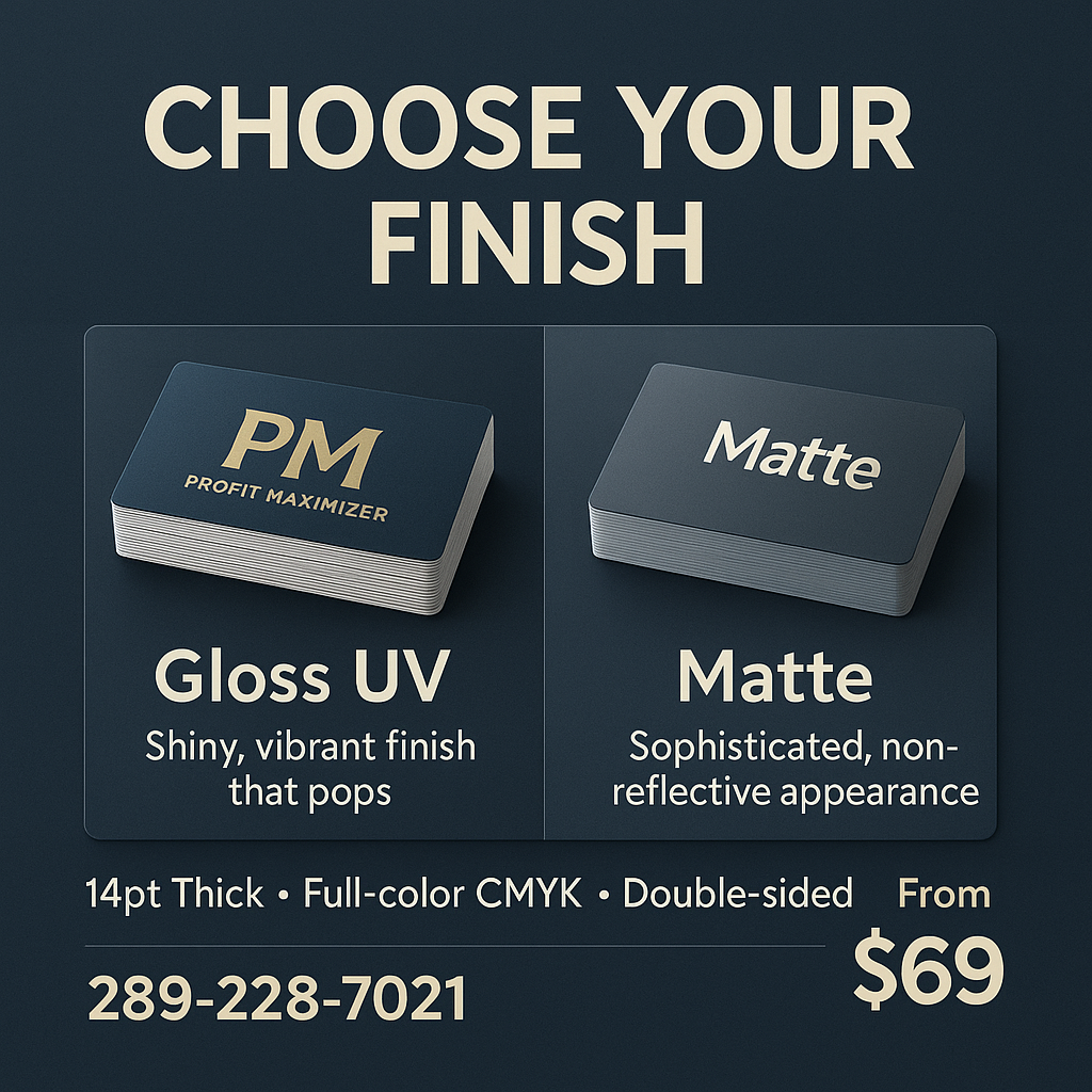 Business Cards — Profit Maximizer 14pt Niagara Stands Out