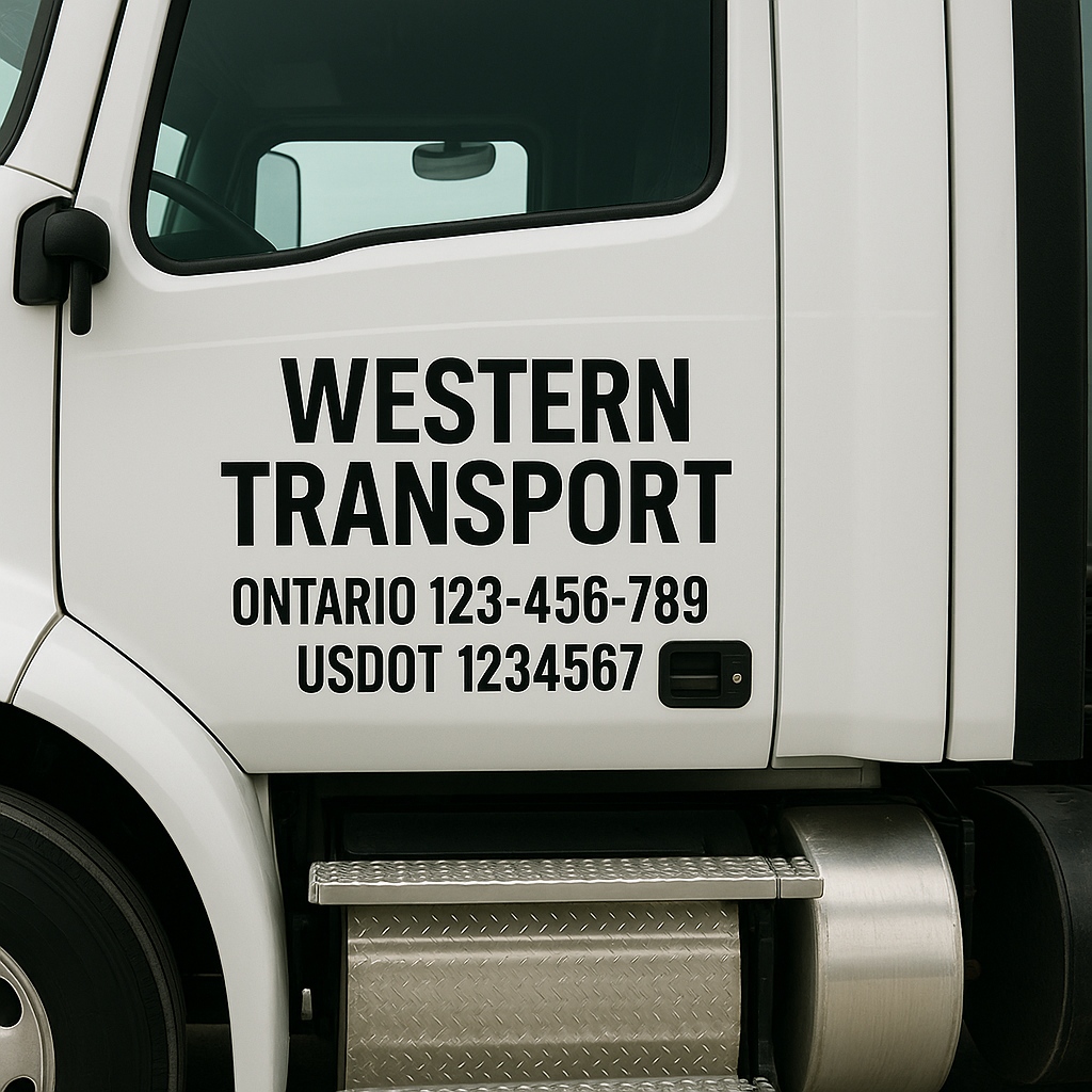 CVOR & Truck Numbers — Ontario & USDOT Door Decals Niagara Stands Out