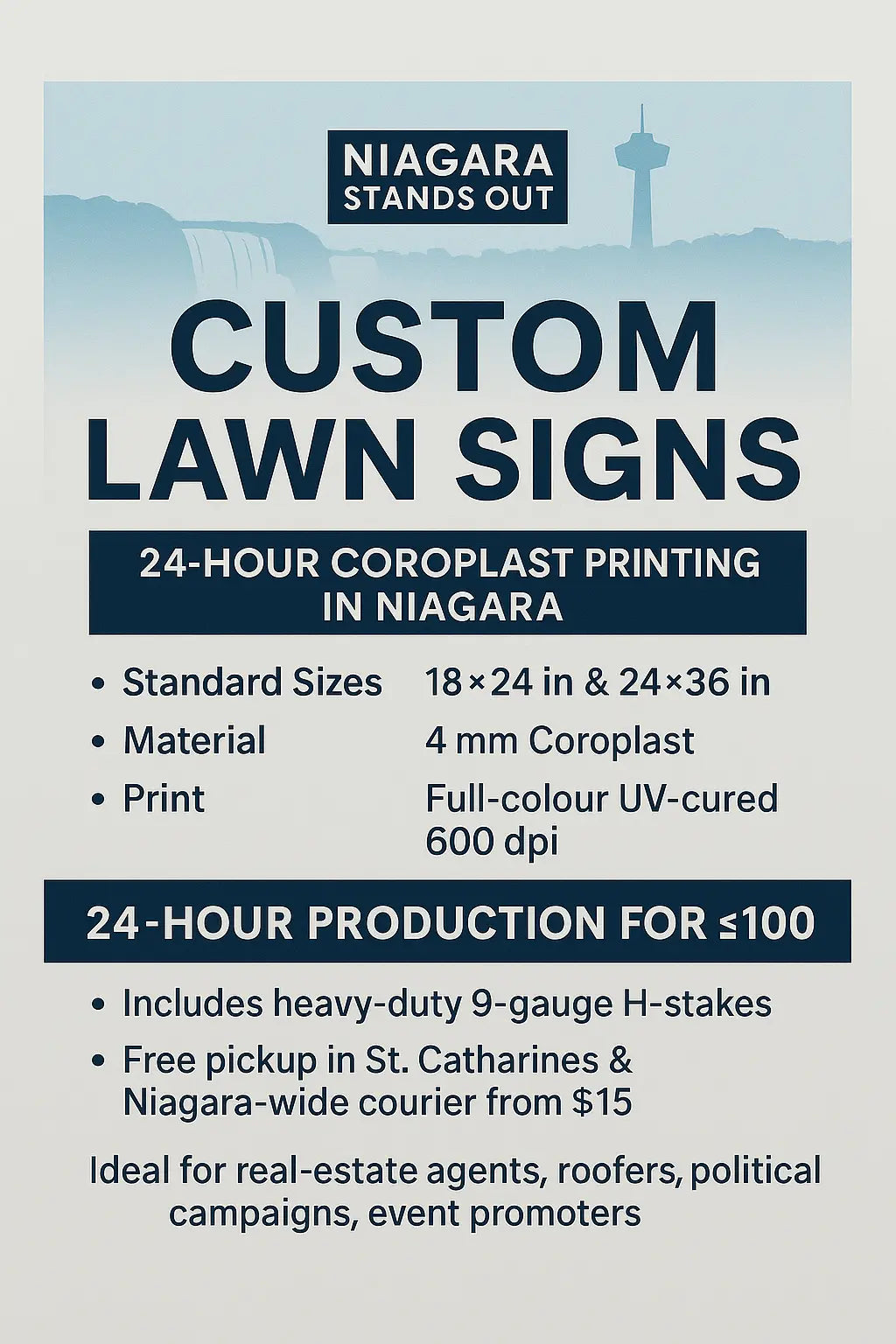 Custom coroplast lawn signs bulk packs