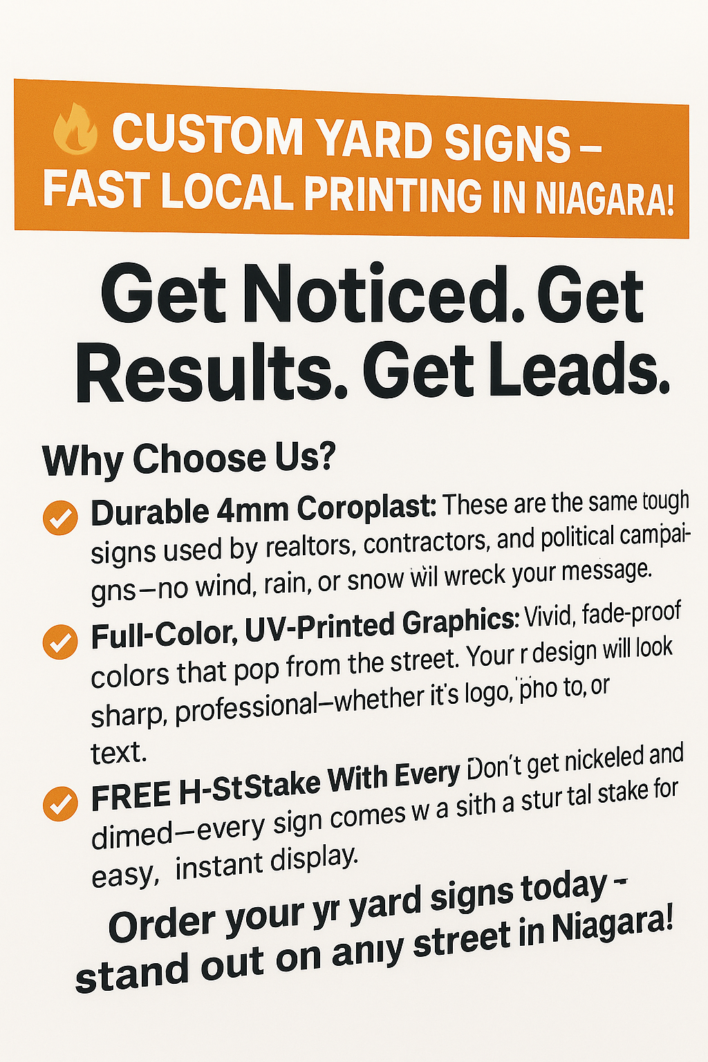 Custom Yard Signs Niagara | Fast 24-Hr Local Printing