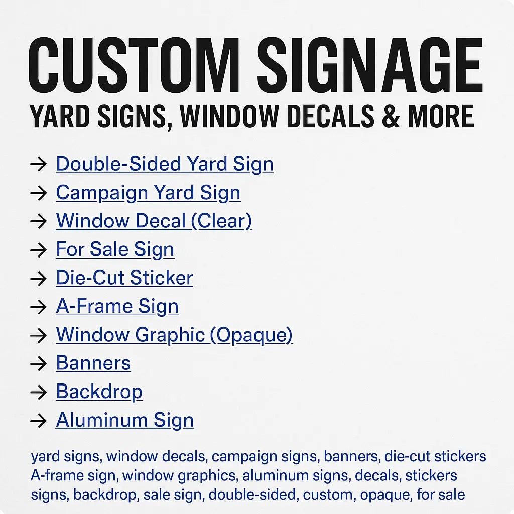 Custom yard signs St Catharines - 24x18 coroplast signs with stakes for service professionals