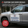 Custom Car Door Vinyl Decals Canada - Professional Vehicle Branding - Mobile Marketing Niagara Stands Out