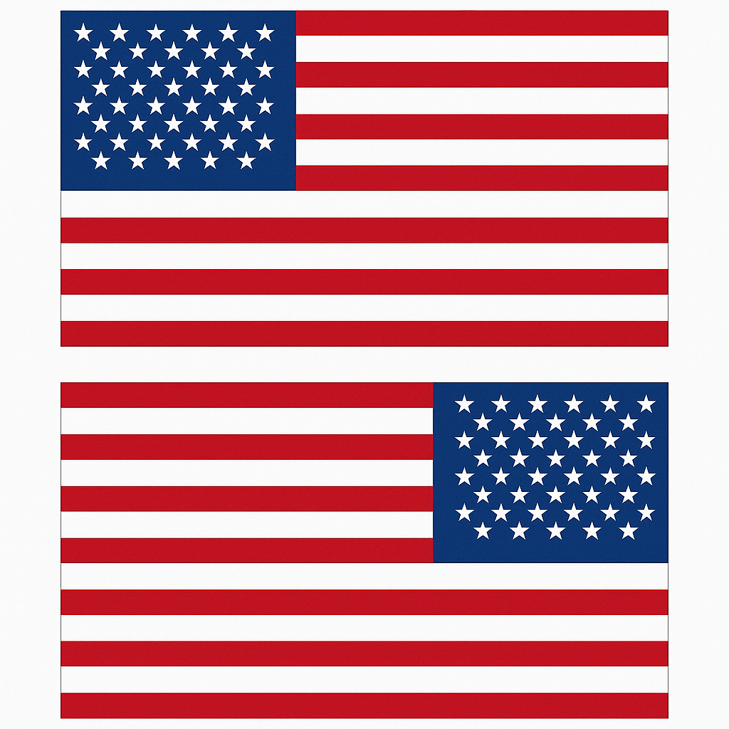 American Flag Decal Pair — Left/Right Mirrored (Outdoor Vinyl) Niagara Stands Out