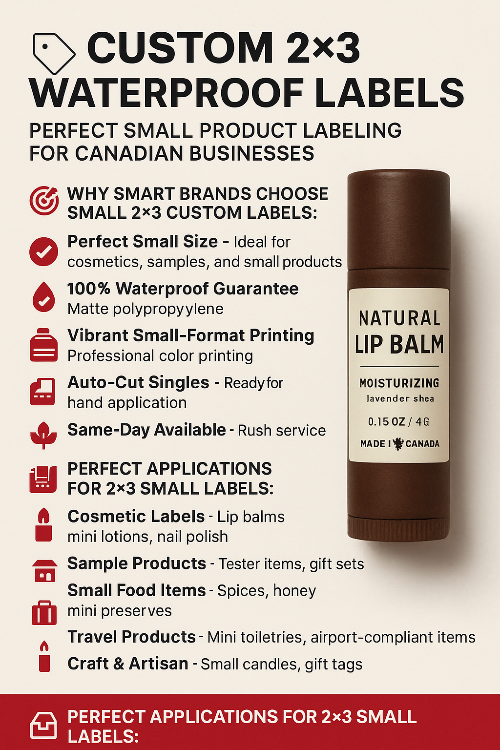 Custom 2x3 Labels Canada | Small Waterproof Product Stickers Matte PP Niagara Stands Out