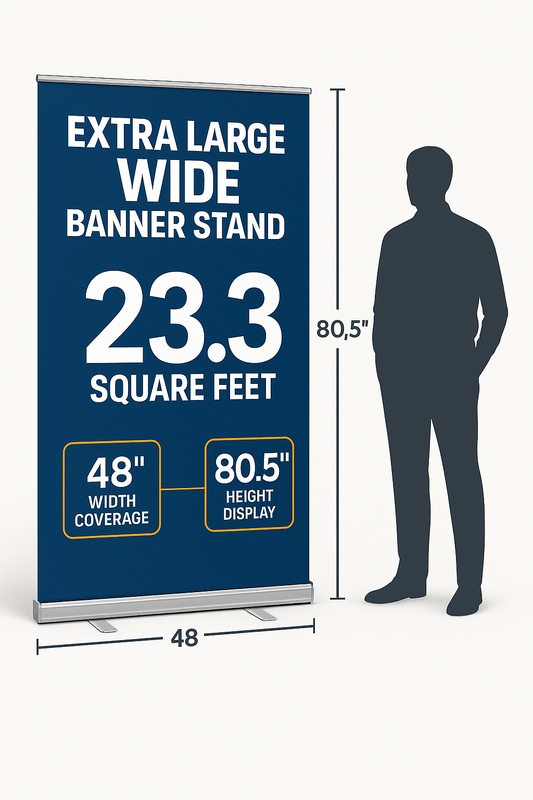Wide Banner Stand 48×80.5" - Extra Large Retractable Display | 23.3 Sq Ft Convention Backdrop