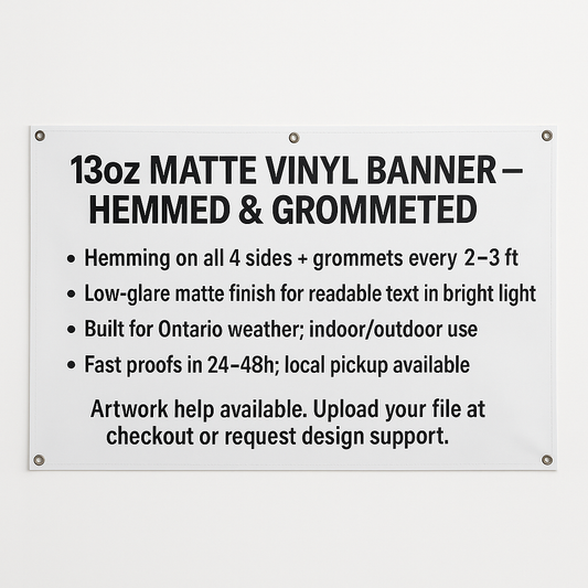 13oz Matte Vinyl Banner — Hemmed & Grommeted