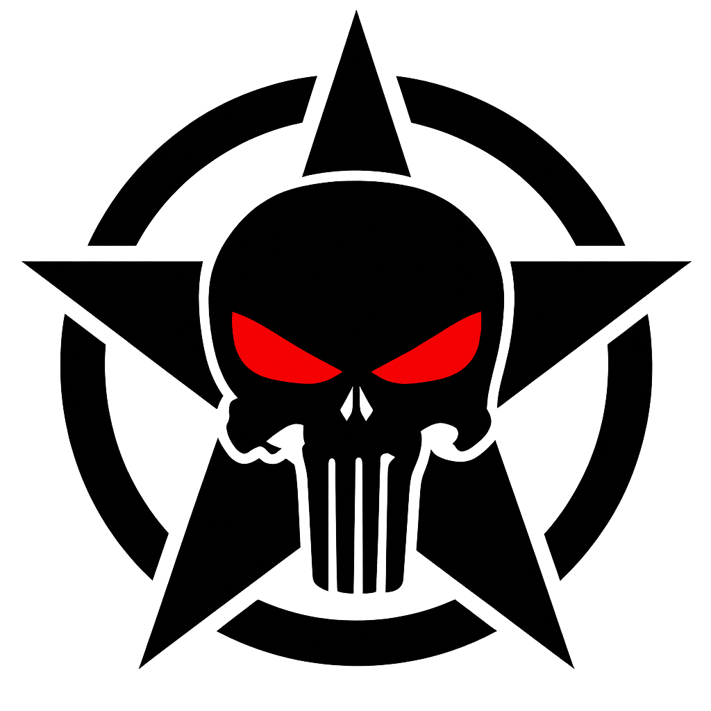 Overlander Skull Emblem Decal Kit — Pair (Gloss Black + Red Eyes) Niagara Stands Out