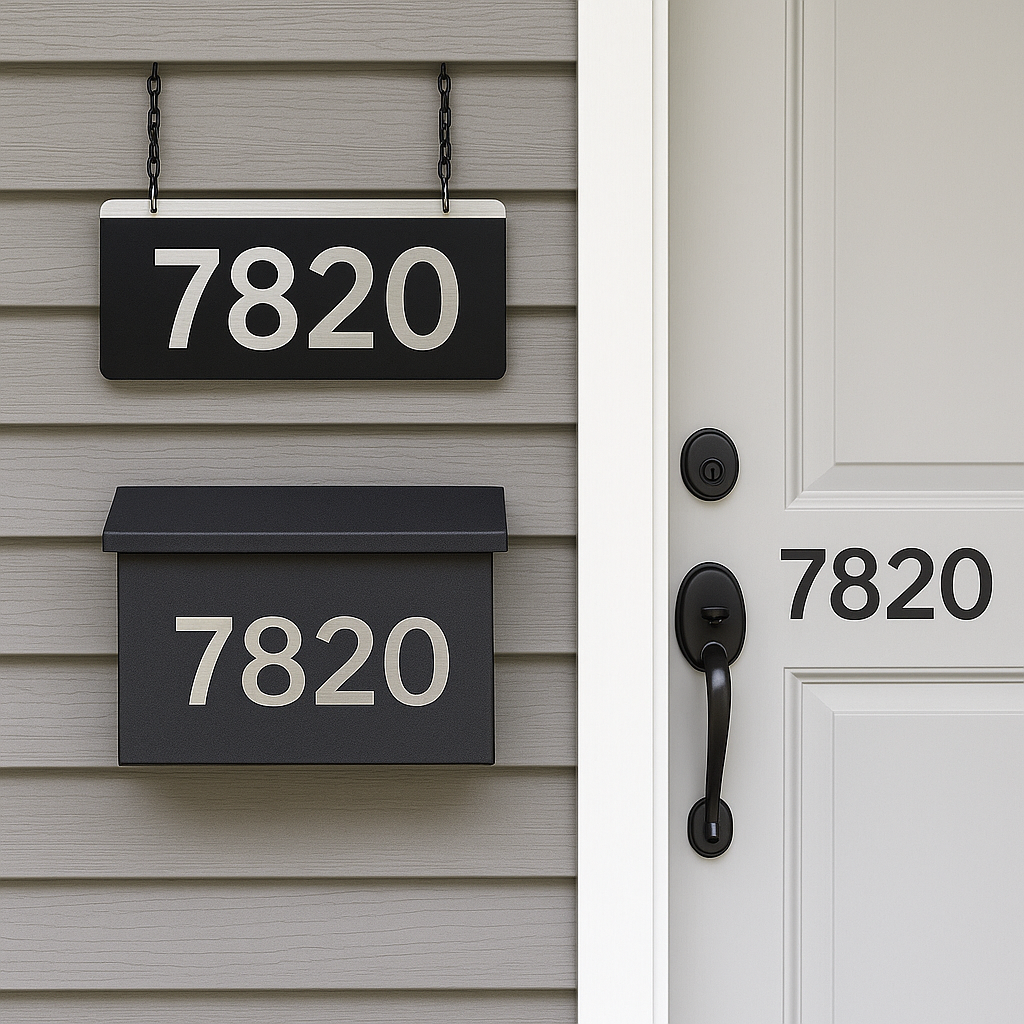 Custom Hanging House Number Sign + Mailbox & Door Decals Niagara Stands Out