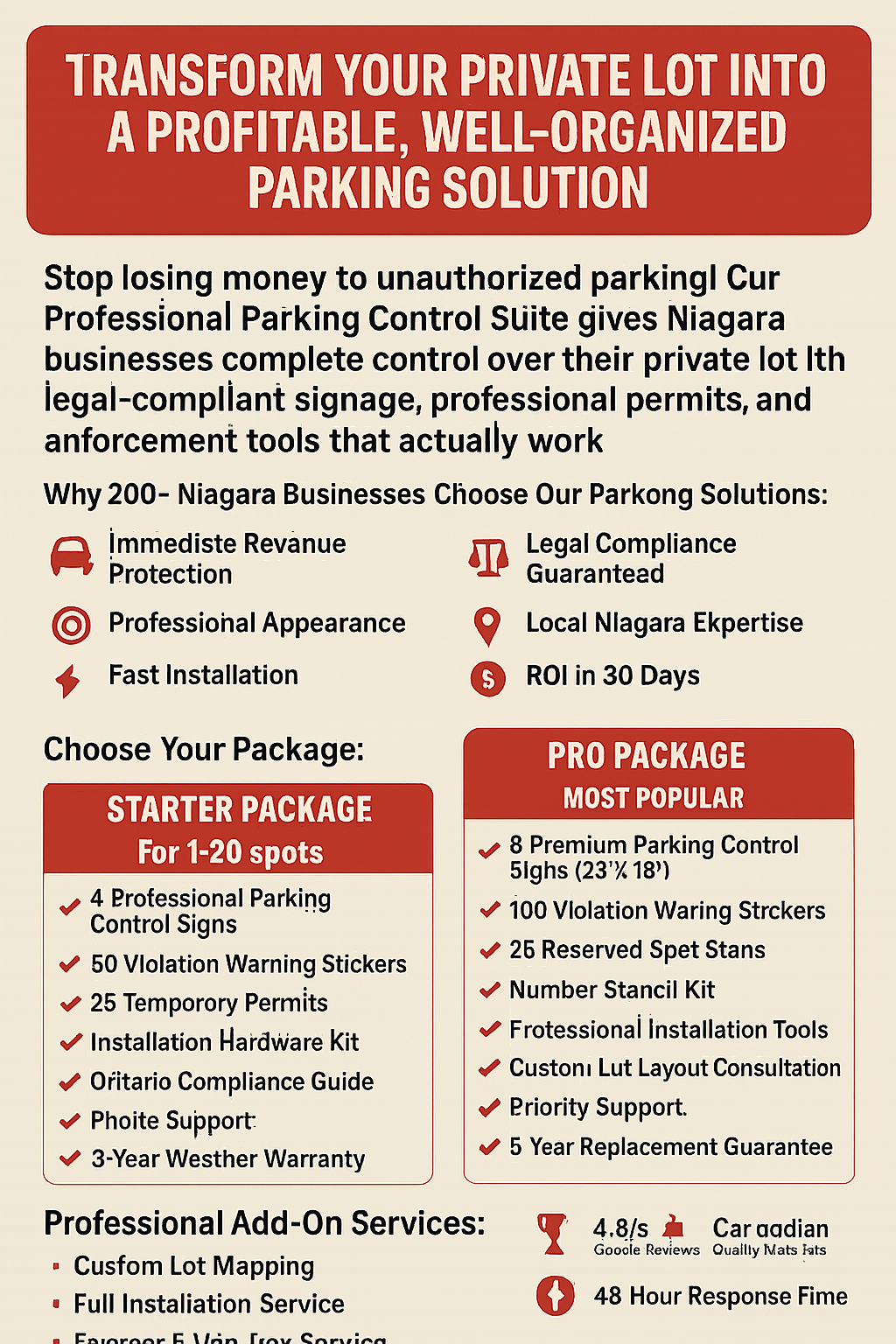 Professional Parking Control Suite - Private Lot Signs & Enforcement | Niagara Niagara Stands Out