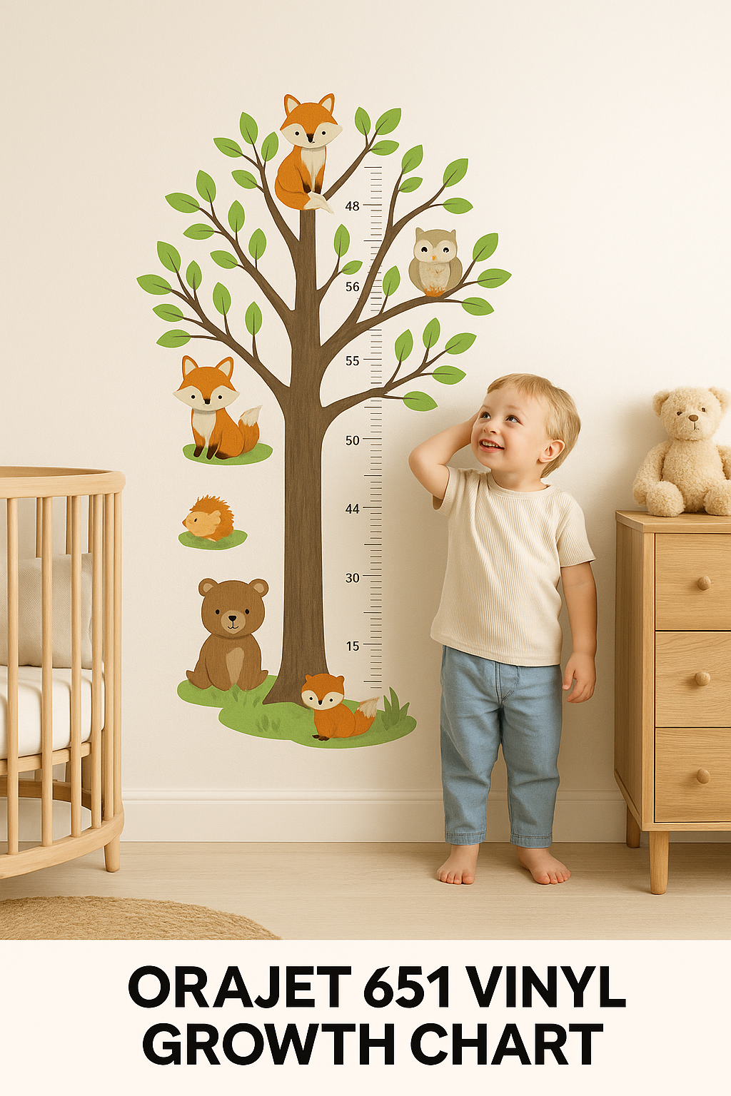 Personalized Nursery Growth Chart Decal – 48″ or 60″ Fabric Vinyl Niagara Stands Out