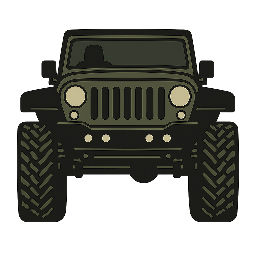 Tactical Jeep Front View — Small Vinyl Decal (Single) Niagara Stands Out