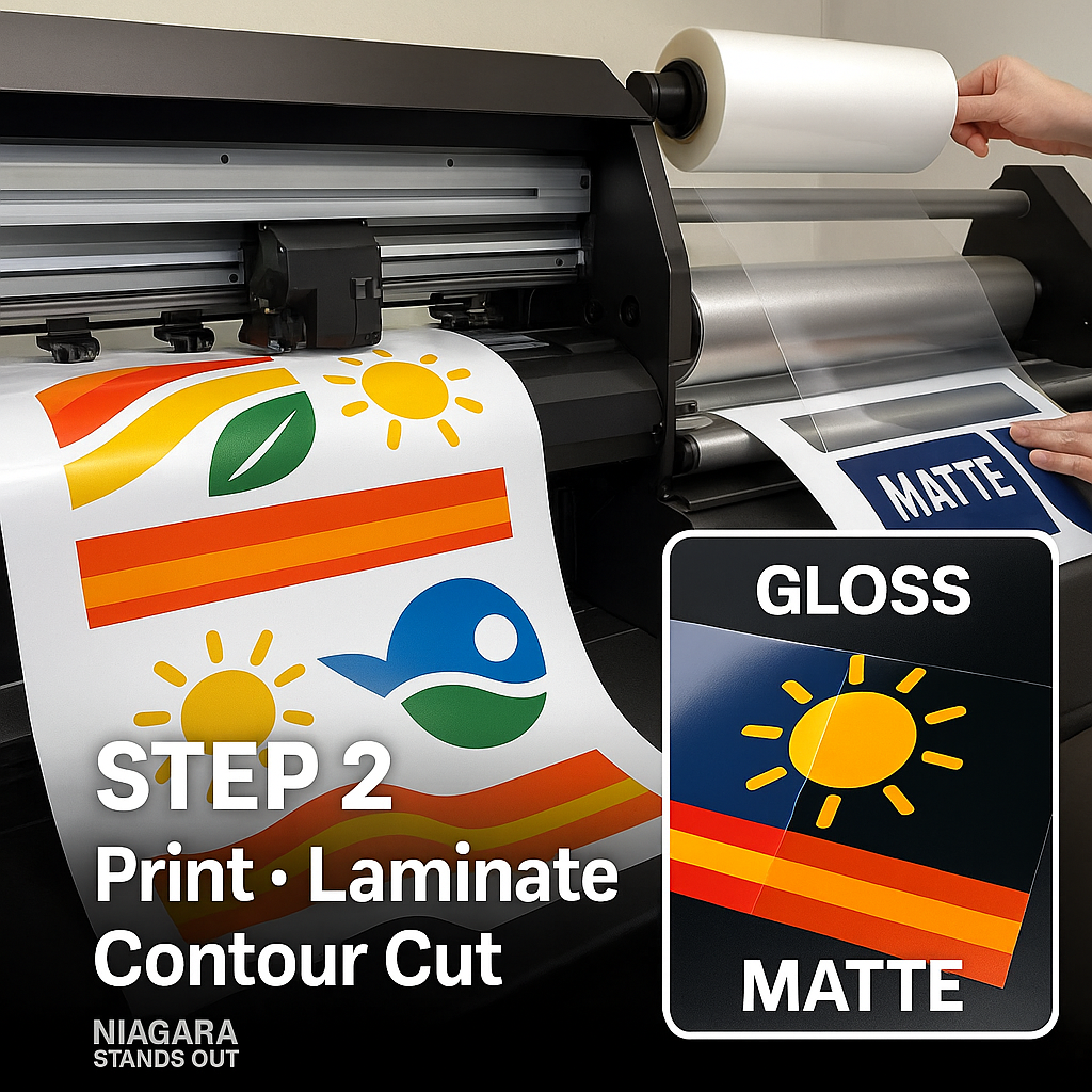 Custom Printed Decal (Laminated) — Fixed Sizes Niagara Stands Out