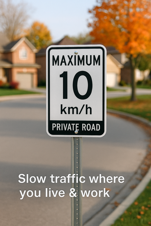 Speed Limit — 10 / 15 km/h (Private Road) (Niagara) Niagara Stands Out