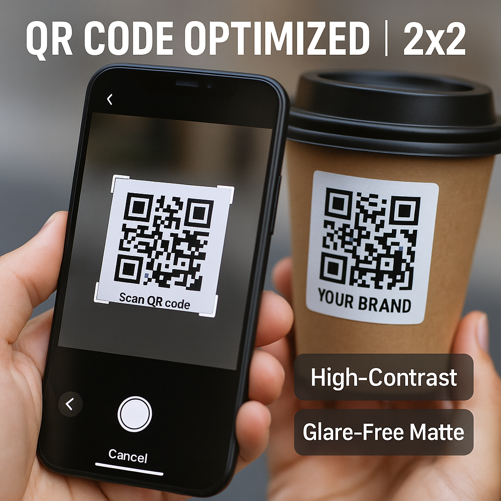 Small Square Labels 2x2 Canada | QR Code & Barcode Waterproof Stickers Niagara Stands Out