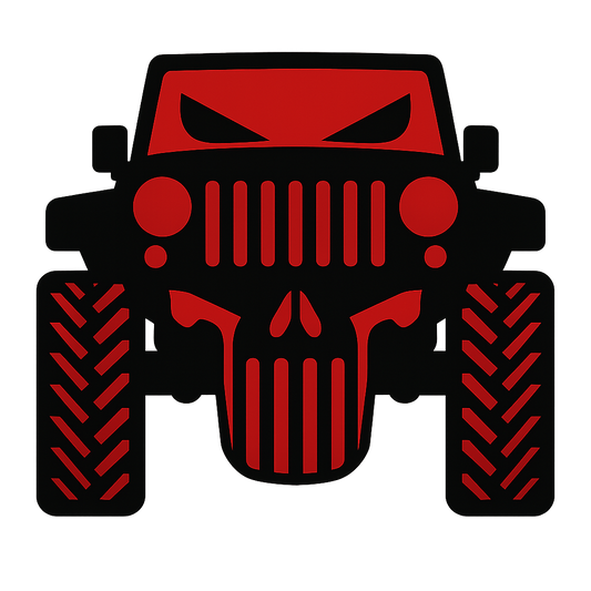 Sinister Jeep Skull Front — Small Vinyl Decal (Single) Niagara Stands Out