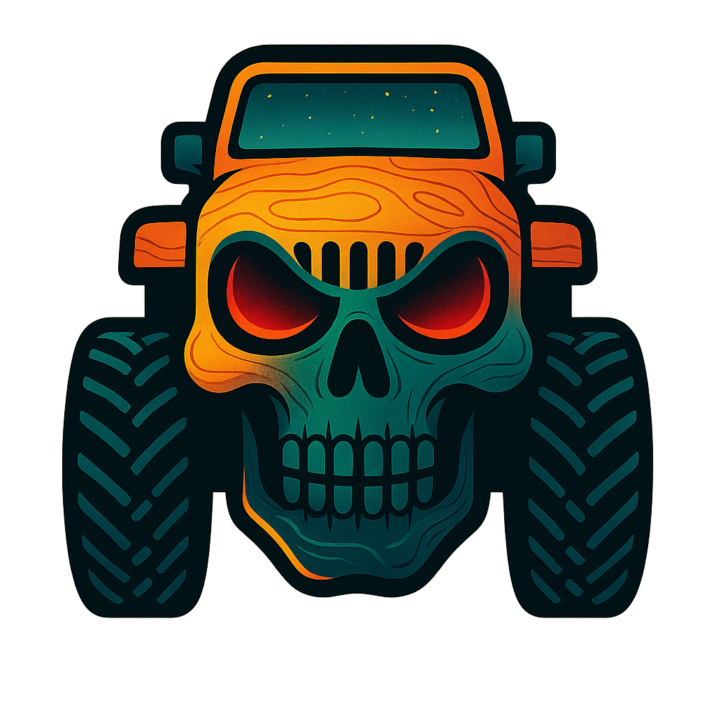 Skull Jeep Hybrid — Small Vinyl Decal (Singles + Bundles) Niagara Stands Out