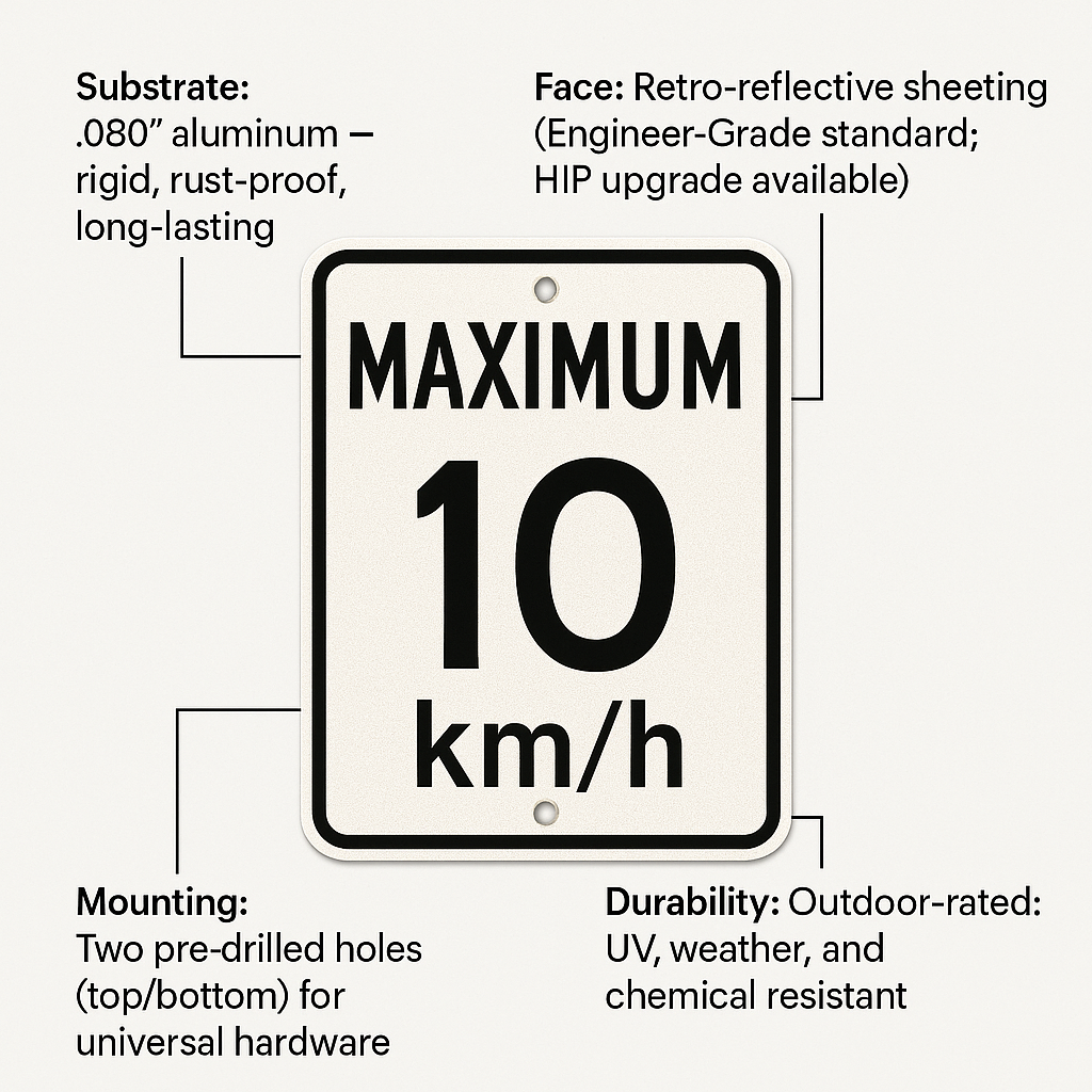 Speed Limit — 10 / 15 km/h (Private Road) (Niagara) Niagara Stands Out