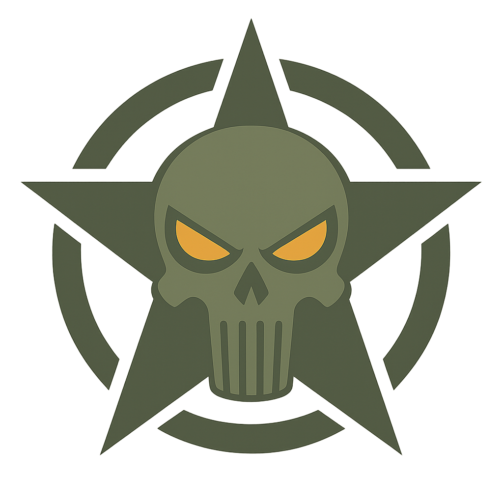 Overlander Skull Emblem Decal Kit — Pair (Gloss Olive + Ember Eyes) Niagara Stands Out