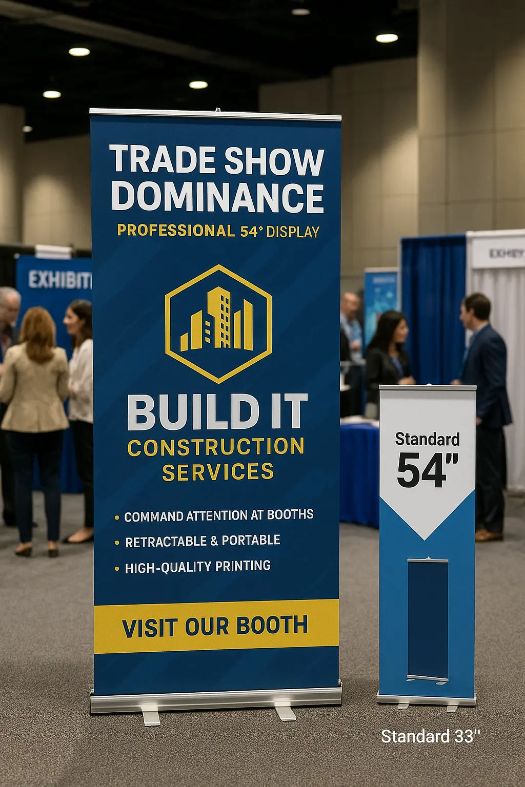 Professional 54″ Trade Show Banner Display - Retractable Stand, FREE Lighting Kit, Canadian Made Niagara Stands Out