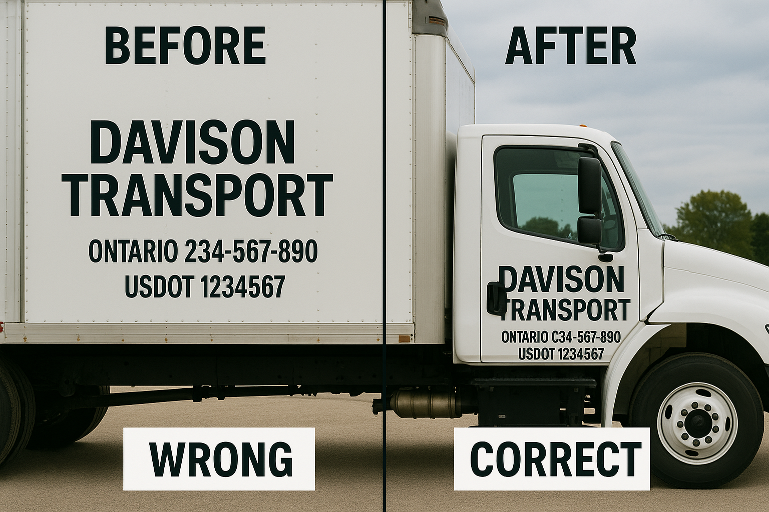 CVOR & Truck Numbers — Ontario & USDOT Door Decals Niagara Stands Out