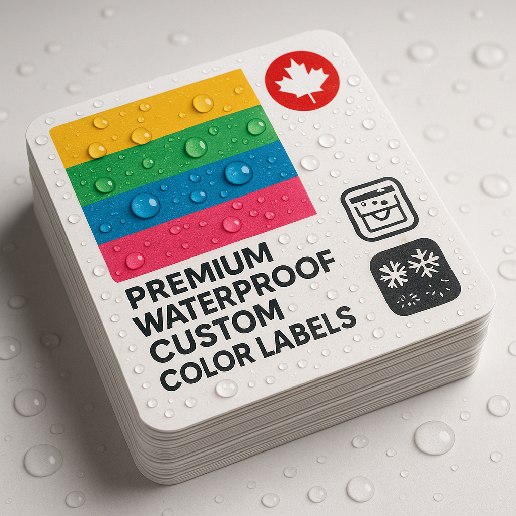 Waterproof Custom Color Labels 4x4 Canada | Premium Matte PP Auto-Cut Singles Niagara Stands Out