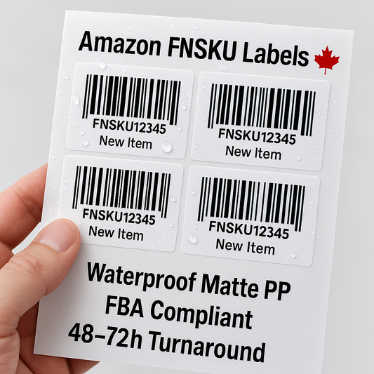 Amazon FNSKU Labels Printed Canada | FBA Barcode Stickers Waterproof Niagara Stands Out