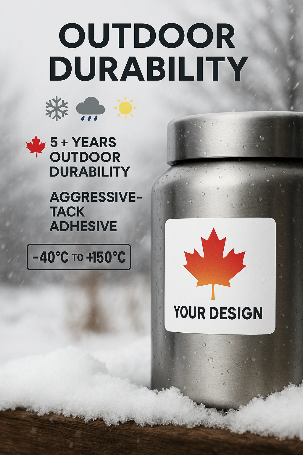 Square Waterproof Labels 3x3 Canada | Custom Color Auto-Cut Singles Niagara Stands Out