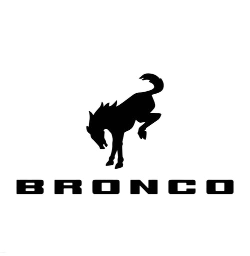 Here are a few options for alt text, keeping under 100 characters:

* **Ford Bronco logo: rearing horse silhouette & text.**
