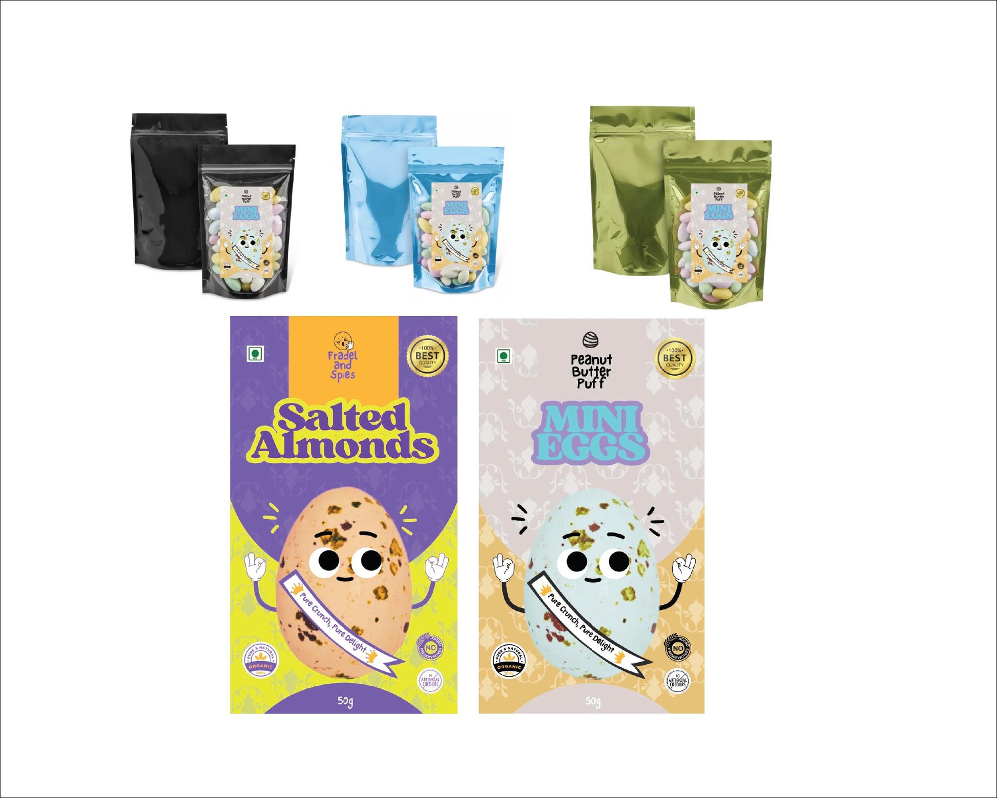 Pre-Labeled Stand-Up Snack Pouches  5" x 8" x 2.5" Pouches with Custom Pre-Installed Labels vinyl decal