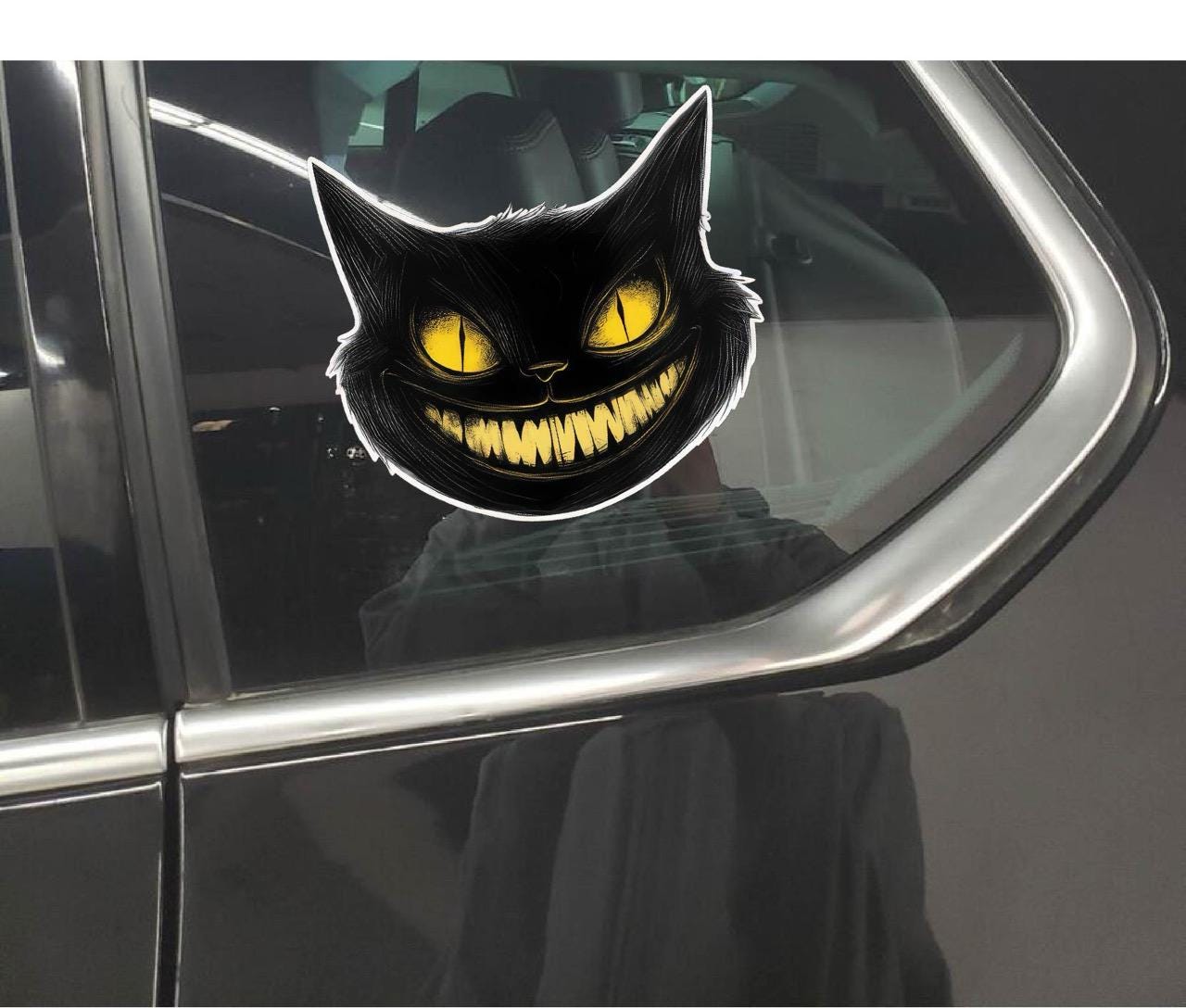 Cheshire Cat Grinning Vinyl Decal | Reflective Car Sticker