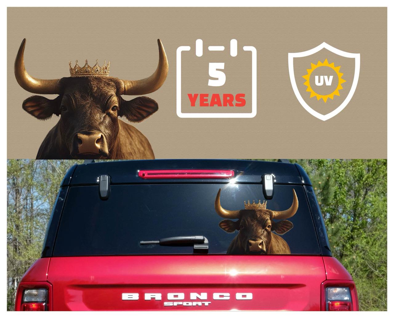 Crowned Bull Reflective Vinyl Decal | Waterproof Car Sticker